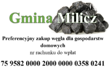 Numer rachunku Gminy Milicz do wpłat w ramach preferencyjnego zakupu węgla
