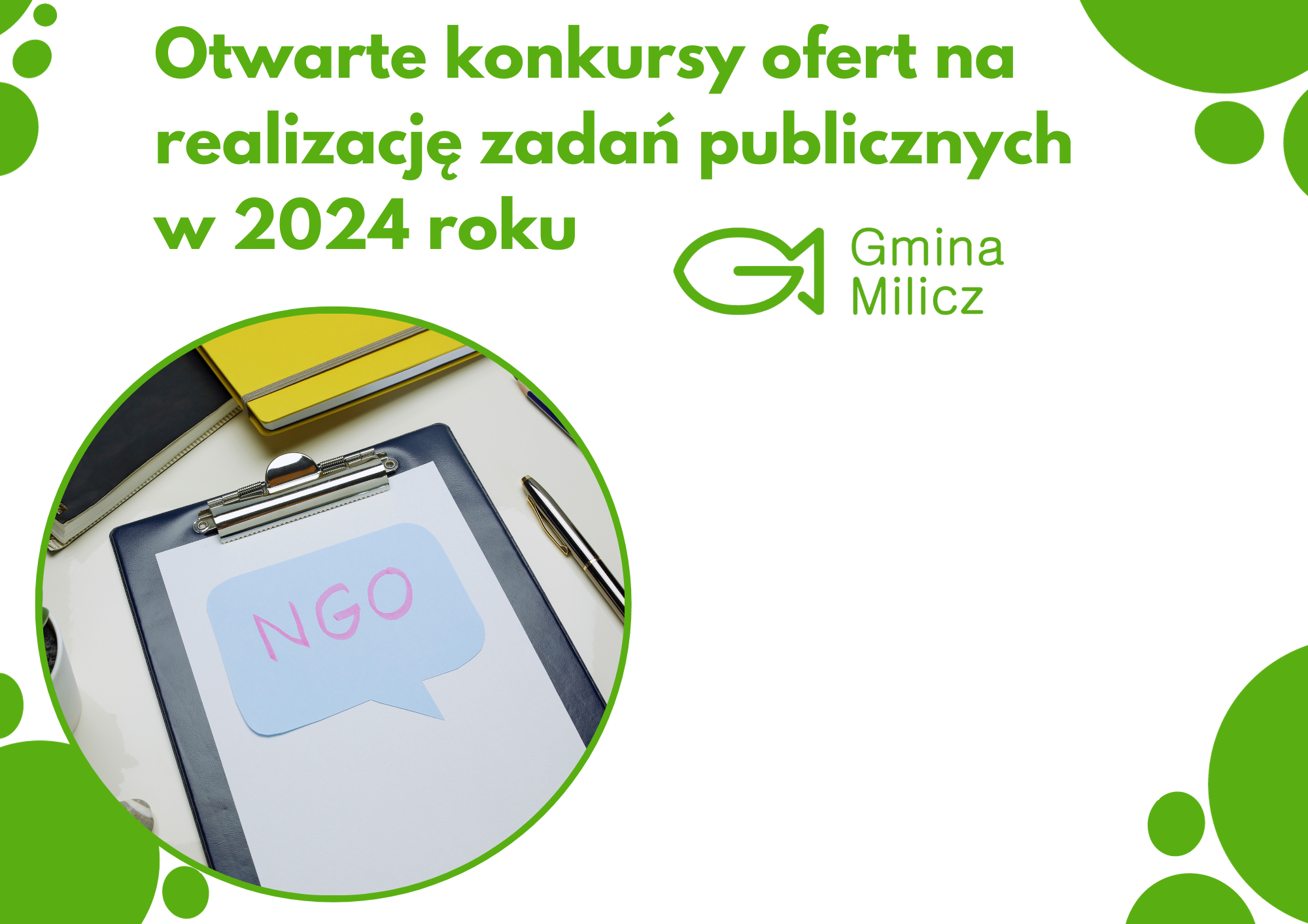 Burmistrz Gminy Milicz ogłosił otwarte konkursy ofert na realizację zadań publicznych w 2024 roku