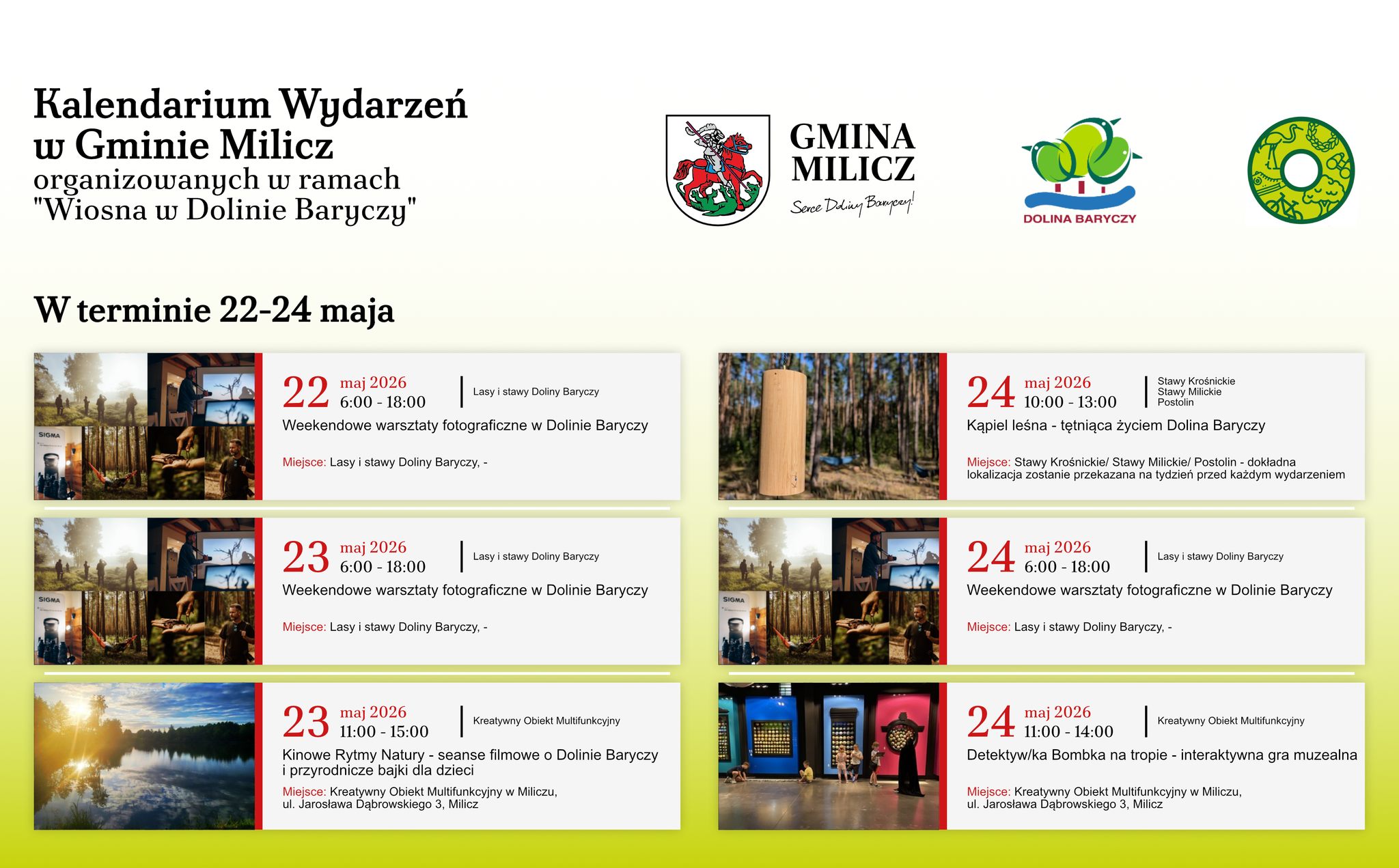 Tygodniowe Kalendarium Wydarzeń – Wiosna w Dolinie Baryczy