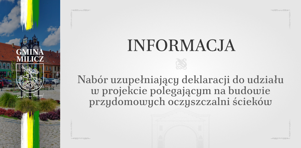 Nabór uzupełniający deklaracji do udziału w projekcie polegającym na budowie przydomowych oczyszczalni ścieków.