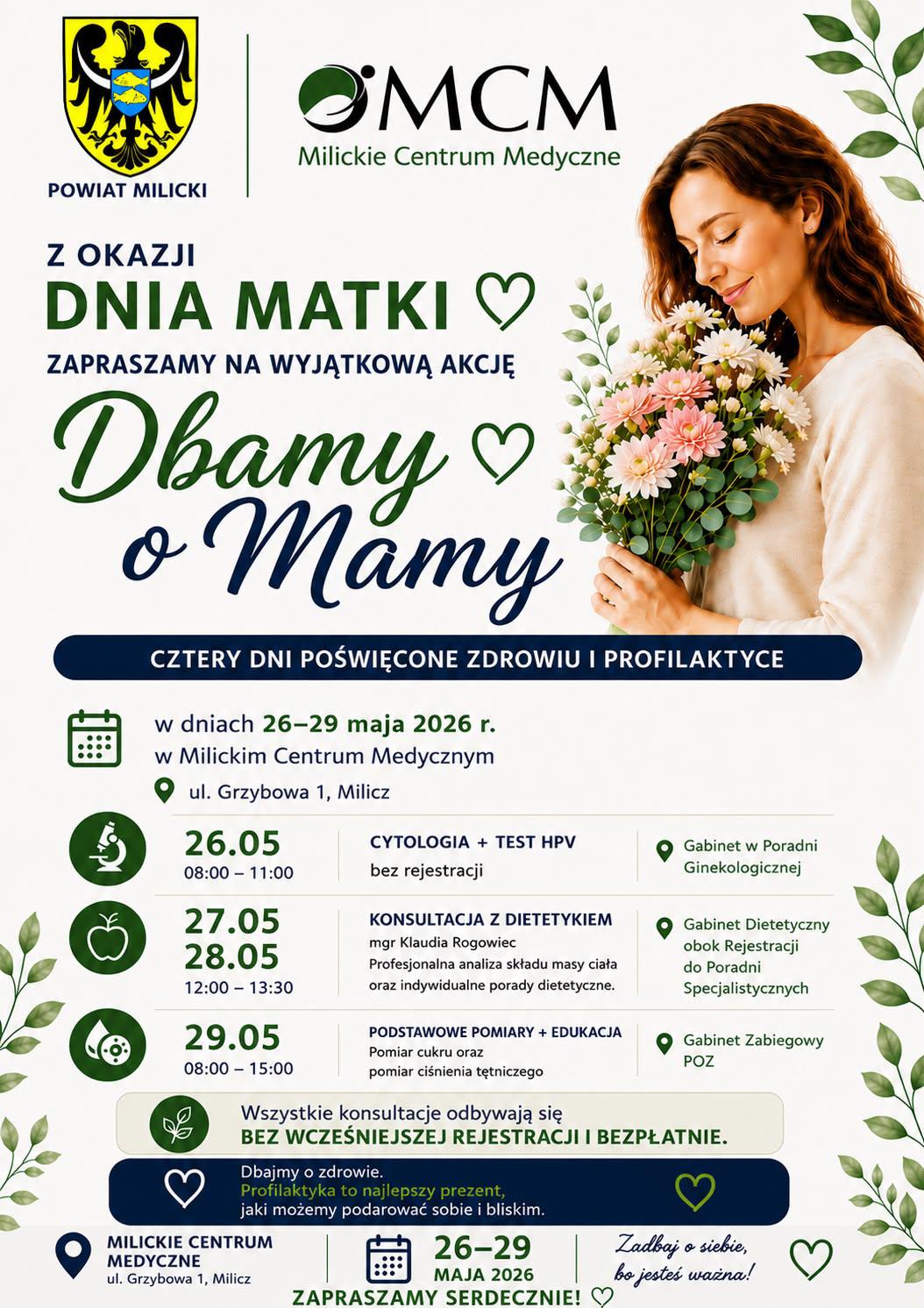 „Dbamy o Mamy” – wyjątkowa akcja profilaktyczna w Miliczu z okazji Dnia Matki