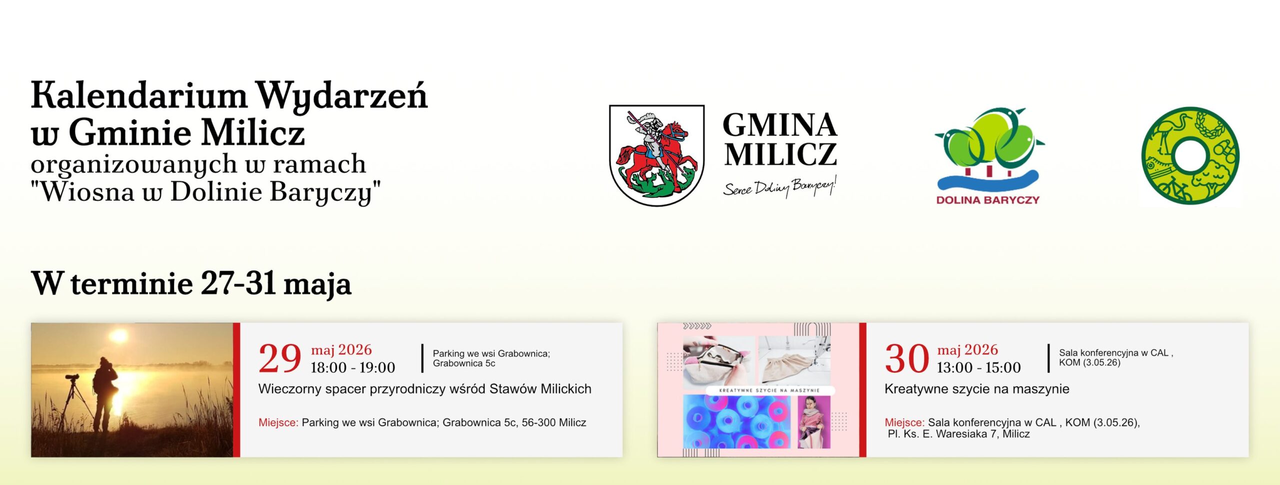 Tygodniowe Kalendarium Wydarzeń – Wiosna w Dolinie Baryczy