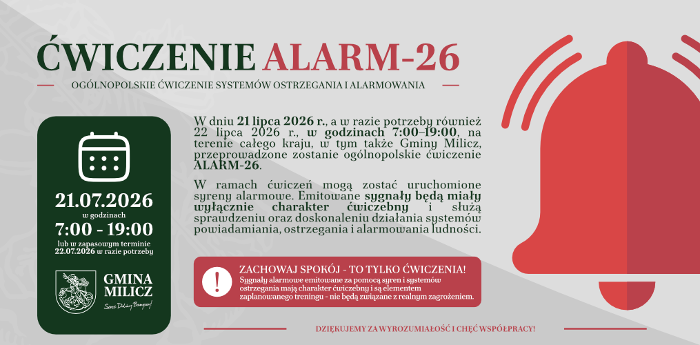 ĆWICZENIA „ALARM-26” W GMINIE MILICZ